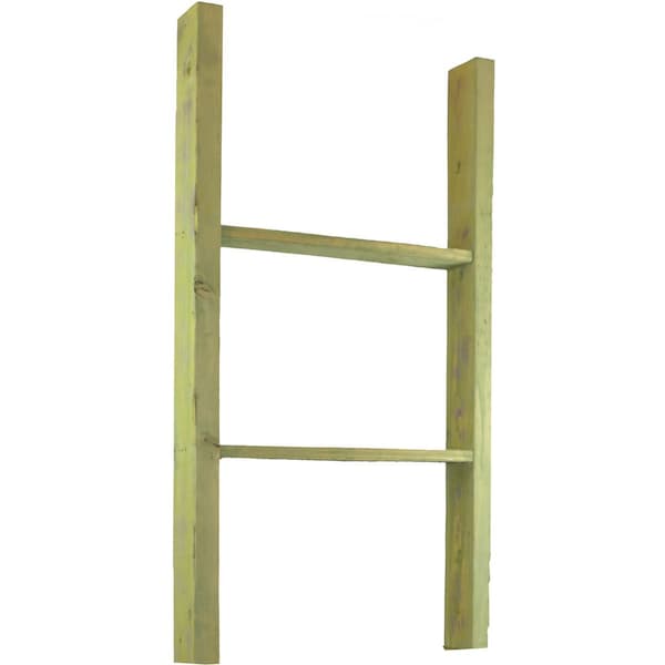 Ekena Millwork 19"W x 36"H x 3 1/2"D Vintage Farmhouse 2 Rung Ladder, Barnwood Decor Collection, Restoration Green DECR019X036X04LDRGR - main